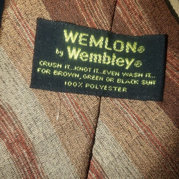 Wemlon By Wembley Brown Stripped Tie - Picture 6 of 6